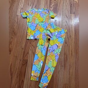 Colorful Peeps Bunny Print Kid’s Pajama Set Sz 8